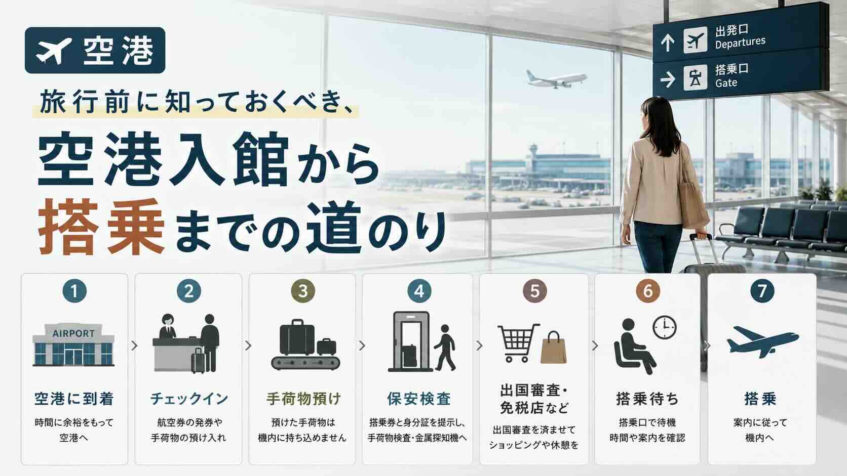 【空港】旅行前に知っておくべき、空港入館から搭乗までの道のり