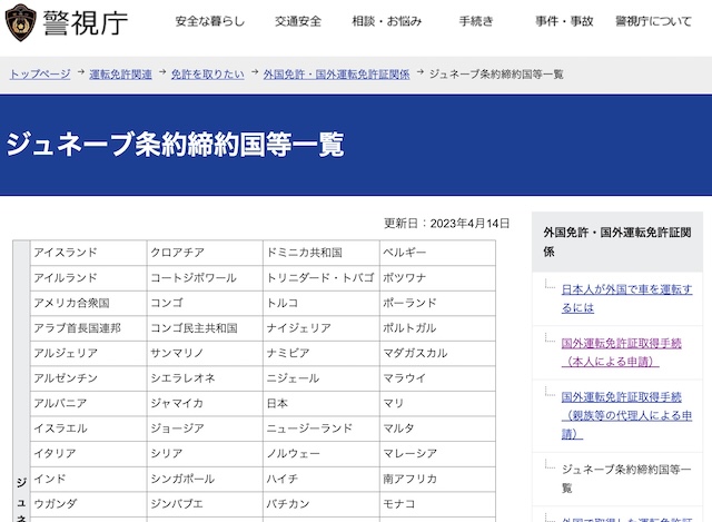 レンタカー　ジュネーブ条約　運転